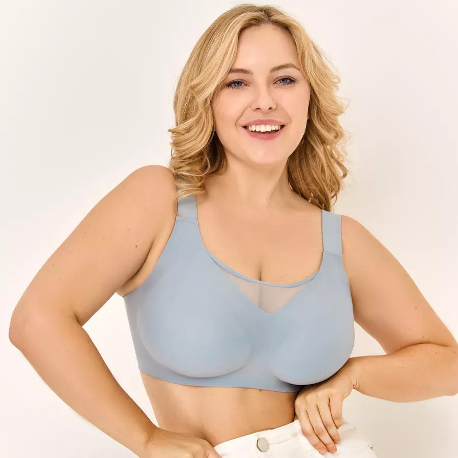 

Бесшовное нижнее белье с широкими бретелями для женщин Pure Desire, для большой груди, маленький тонкий стиль, дышащий топ-труба без косточек, клейкий нескользящий бюстгальтер M синий