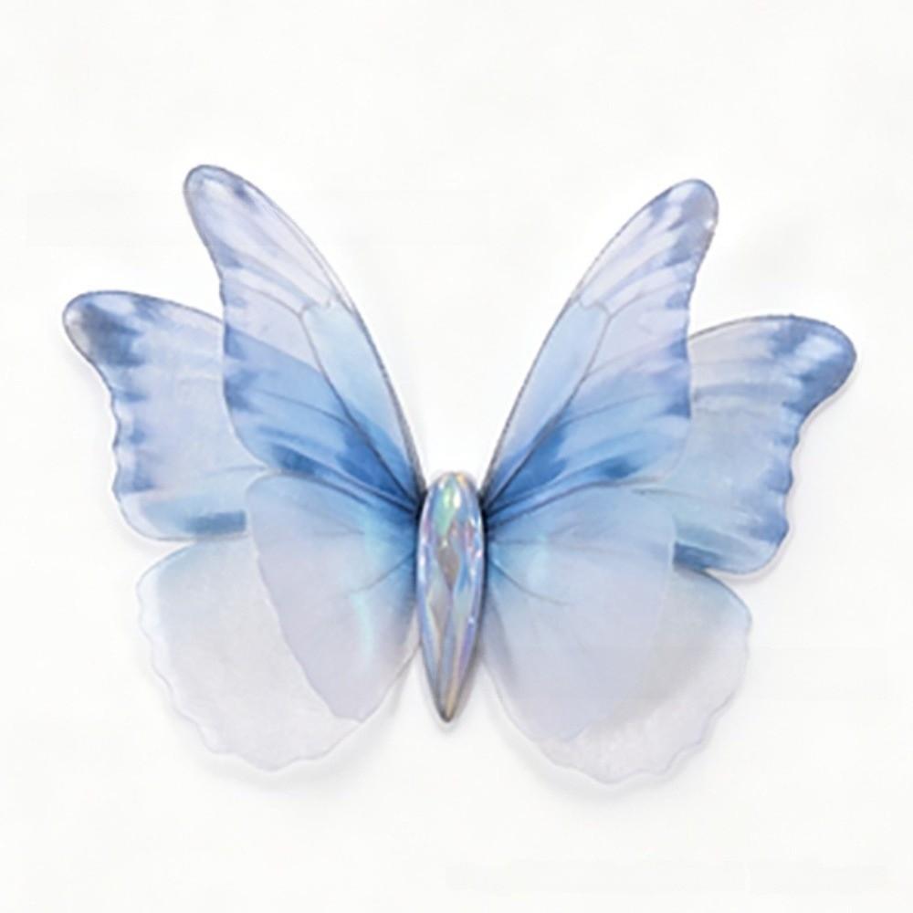 50Pcs Double-layer Chiffon Tulle Butterfly Patches Bridal Hair Accessories синий