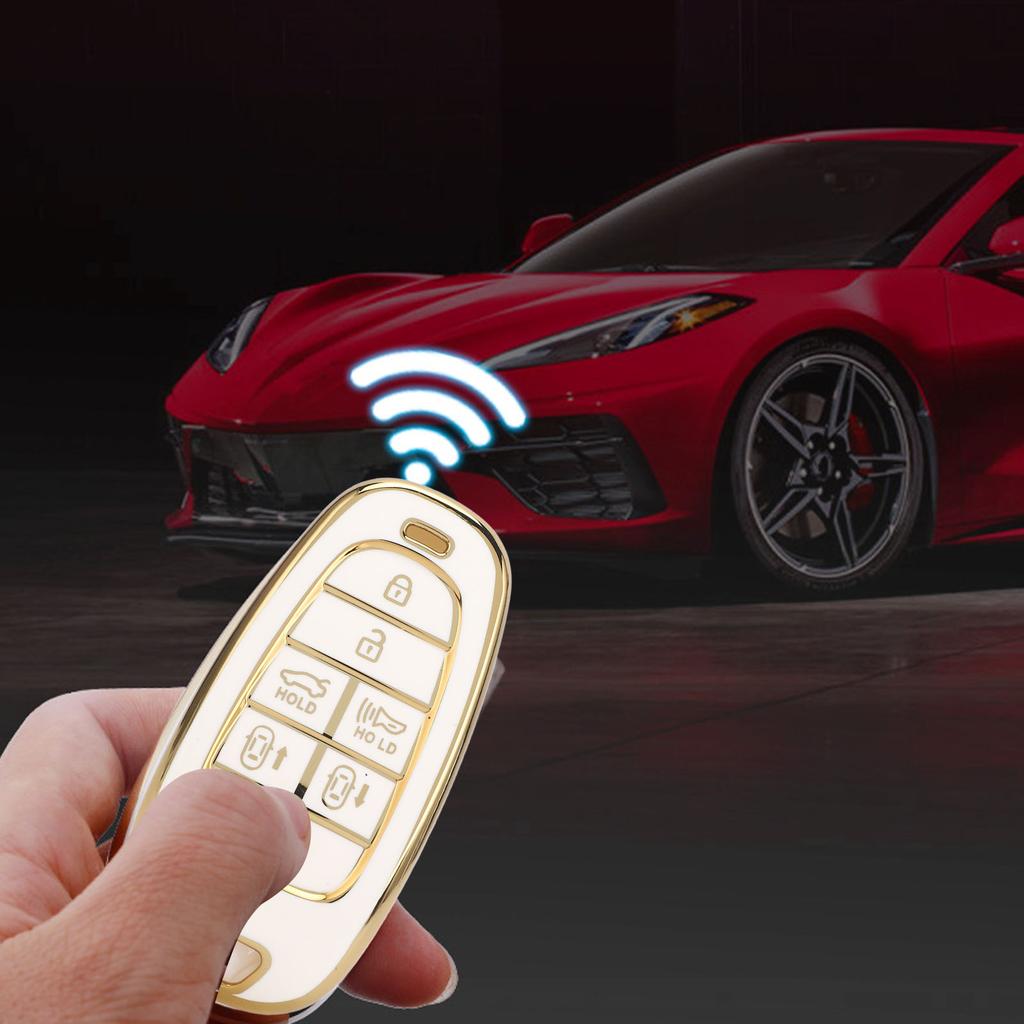 7 Buttons Car Key Fob Cover PU Full Coverage Protective Portable Car Key Cover Protector for Sonata     2022 To 2024