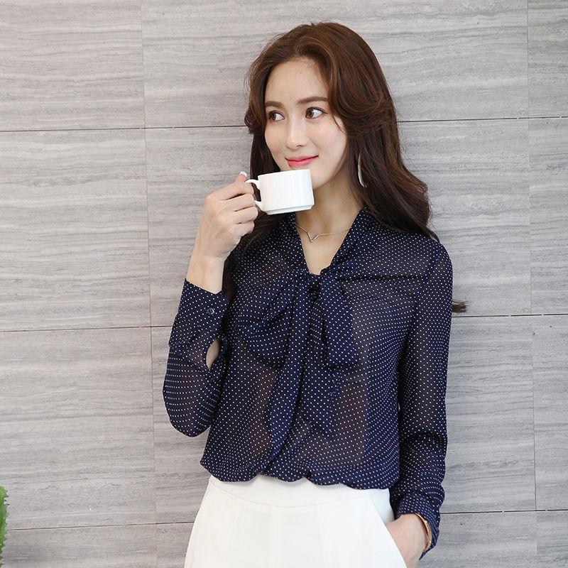 

blusas mujer de moda 2022, летние топы, женские рубашки, женская рубашка с точечным принтом, блузки, топы, шикарная женская блузка с длинными рукавами XXXL королевский синий