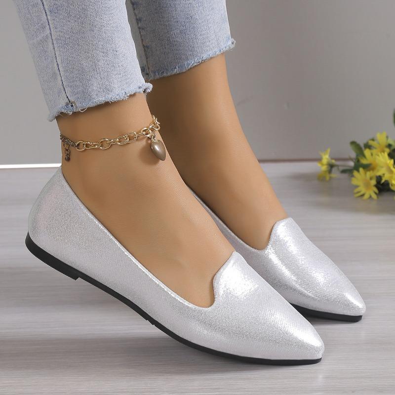 2026 Fashion Slip On Loafers Breathable Stretch Ballet Shallow Flats Women Soft Bottom Pointed Toe Boat Shoes Plus Size 43