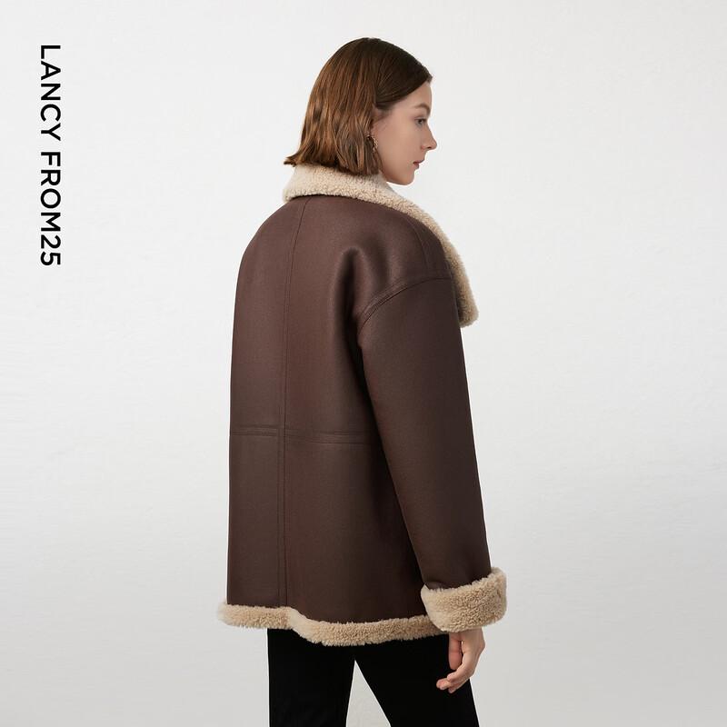 Langzi Retro Fluffy Faux Fur Lapel Coat