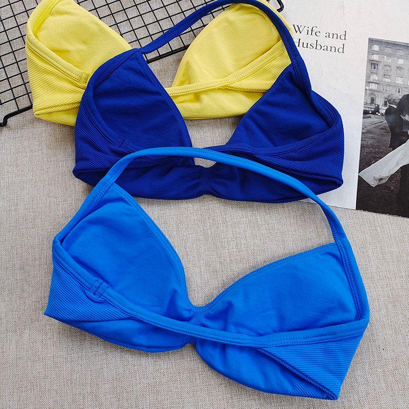 and American Hanging Neck Thin Drawstring DFY Sports Underwear Beauty Back Women Can Be Worn outside Comfortable Large Backless Breathable Fitness Bra