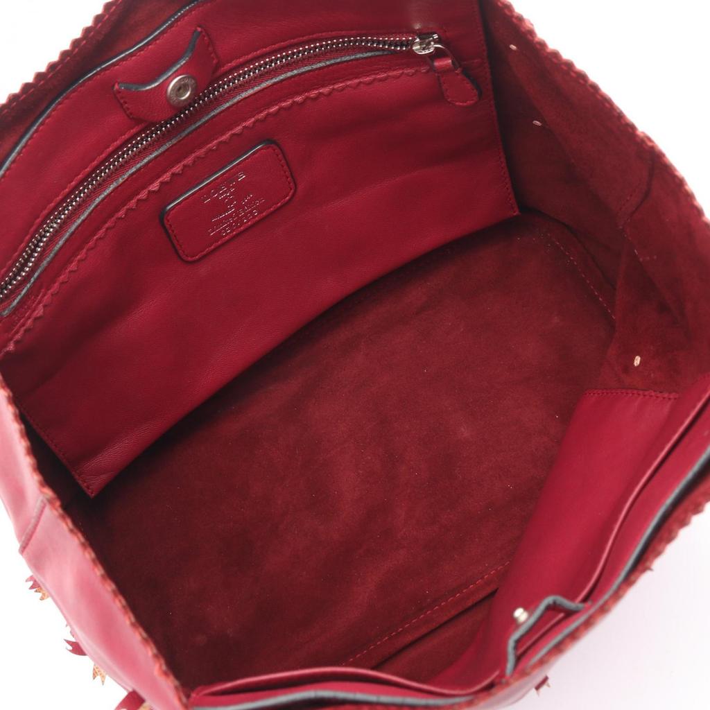 Used LOEWE Anagram Ribbon Motif Nappa Leather Limited Tote Tote Bag Leather Bordeaux Pink Used Women