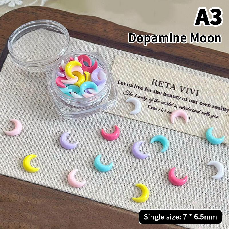 

1 Box 3D Resin Moon Stars Nail Art Accessories Love Heart Bow Charms For Manicure Decor Nails Decoration Supplies Material