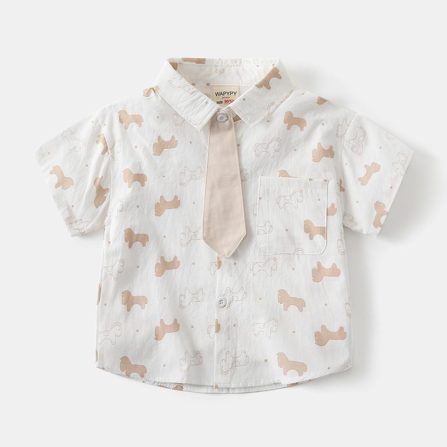 Stilvolles Jungen-Sommer-Kurzarmhemd mit Allover-Print 2026