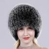 New Russia Winter Real Fur Hat Outdoor Warm Knitted Women Real Fox Fur Bomber Hats Lady Luxury Quality Genuine Fox Fur Caps