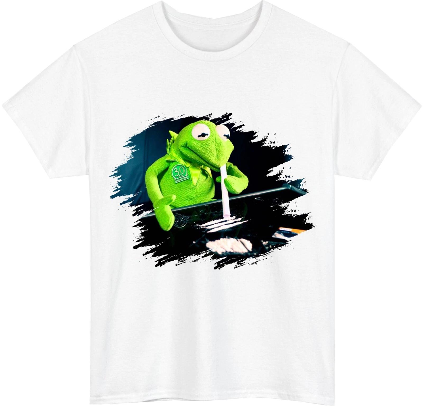 Frog Cocaine 100% Cotton T-shirt Mens Tees Top – Funny Kermit Meme Hipster Party Tee Shirt Gift Tee Top S