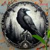 Vintage Crow Wreath Round Aluminum Sign