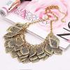 Vintage Gorgeous Multilayer Gold Plated Leaves Chain Collar Bib Chunky Necklace