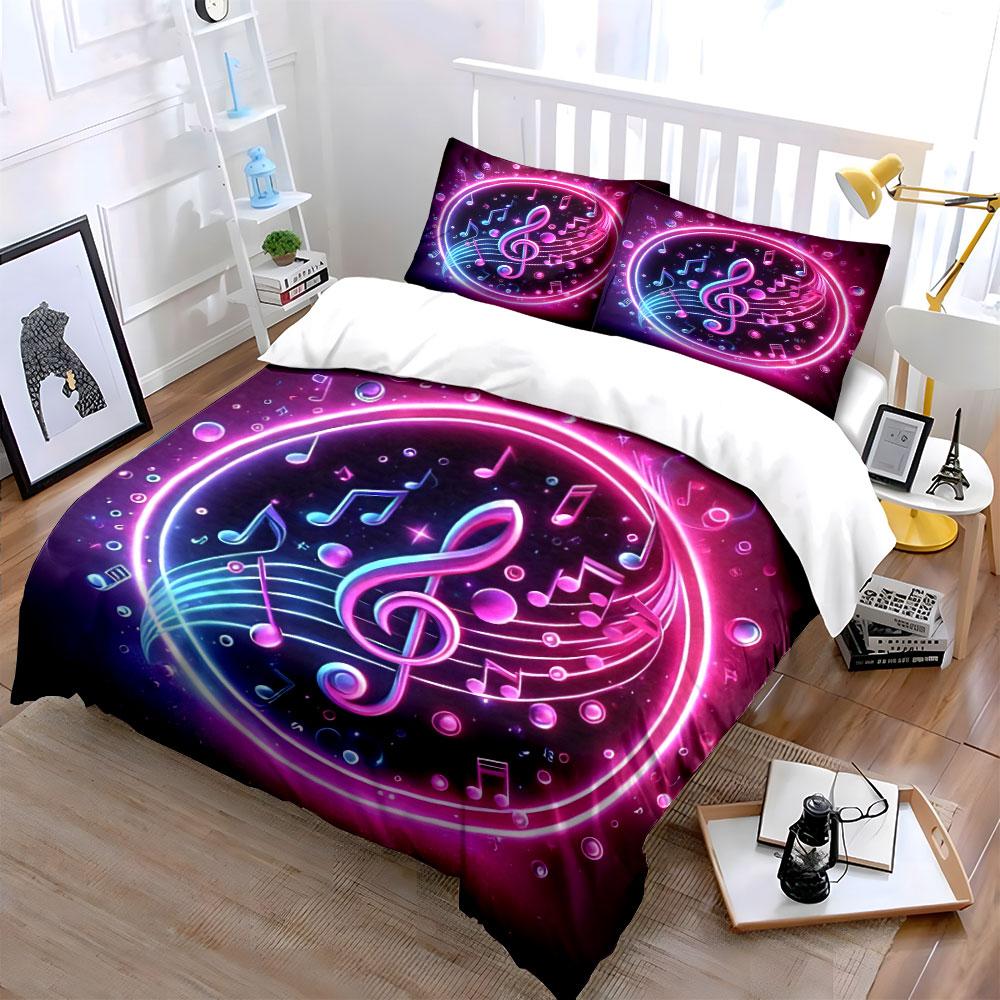 Music-Themed Decorative Set for Events Soft Skin-Friendly Bedding Set Includes 1 Duvet Cover And 2 Pillowcase Gift