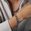 European/American Geometric Punk Jewelry: Titanium Steel Chain & Round Ring Set