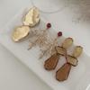 Exaggerated Metal Large Glossy Stud Earrings, Personalized Irregular Geometric Resin Gemstone Branch Earrings