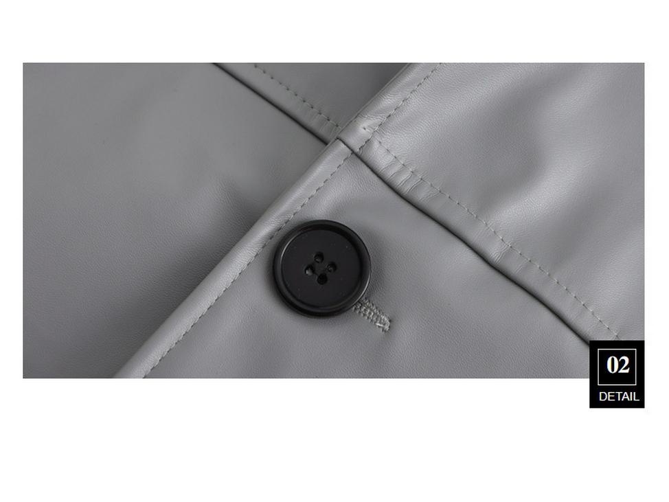 2024 Men's Extended Length PU Leather Jacket with Suit Collar - Casual Spring Fashion