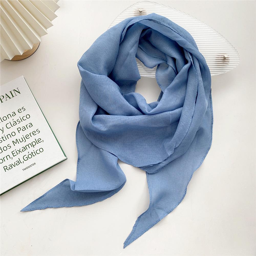 

Новый однотонный шарф для женщин на весну и осень, универсальный ремешок на запястье, повязка на голову, модное украшение, защита шеи для студентов, небольшой шарф 50*175cm