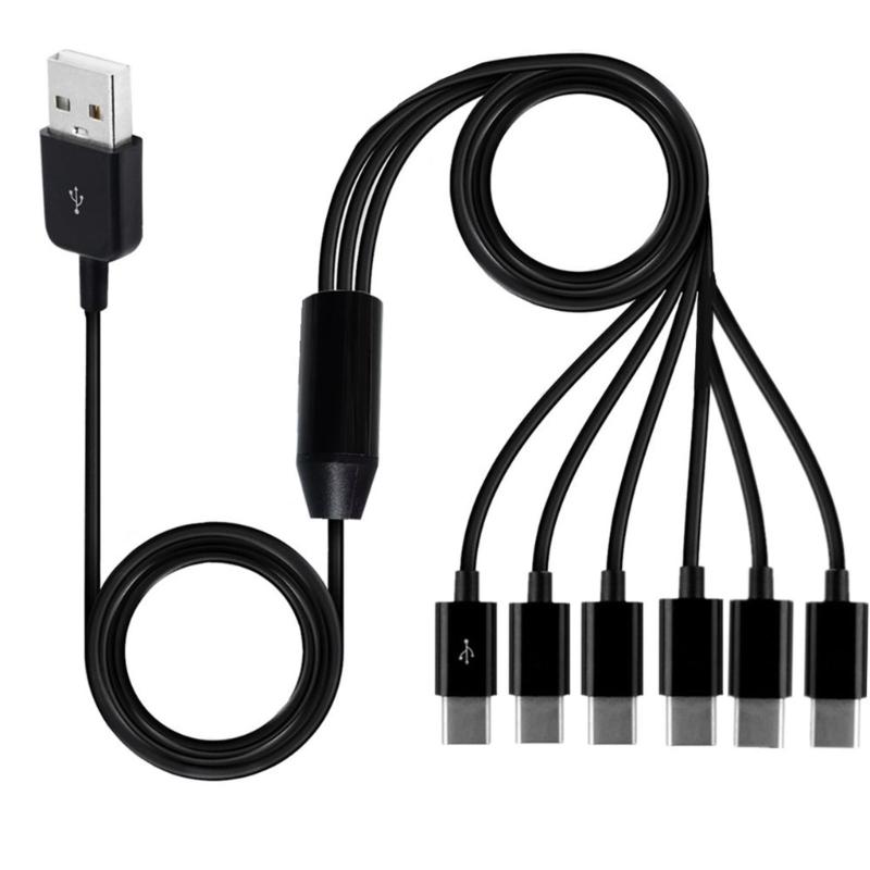 USB2.0 Type A Male To 6 Type-C UsbC Male Y Splitter Data Sync and Charging Connector Adapter Cable 0.5m/1.5m