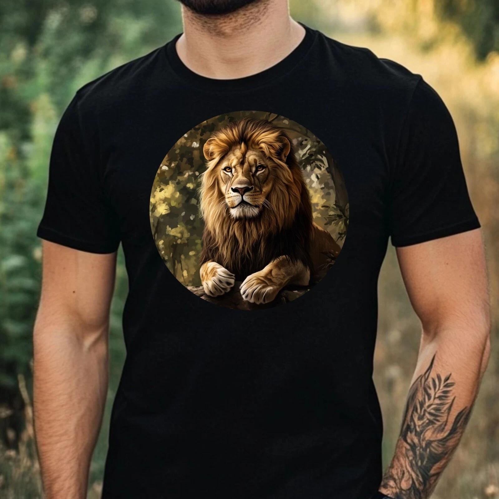 T-Shirt Herren Löwe Portrait Motiv Baumwolle Größe XS bis 5XL S