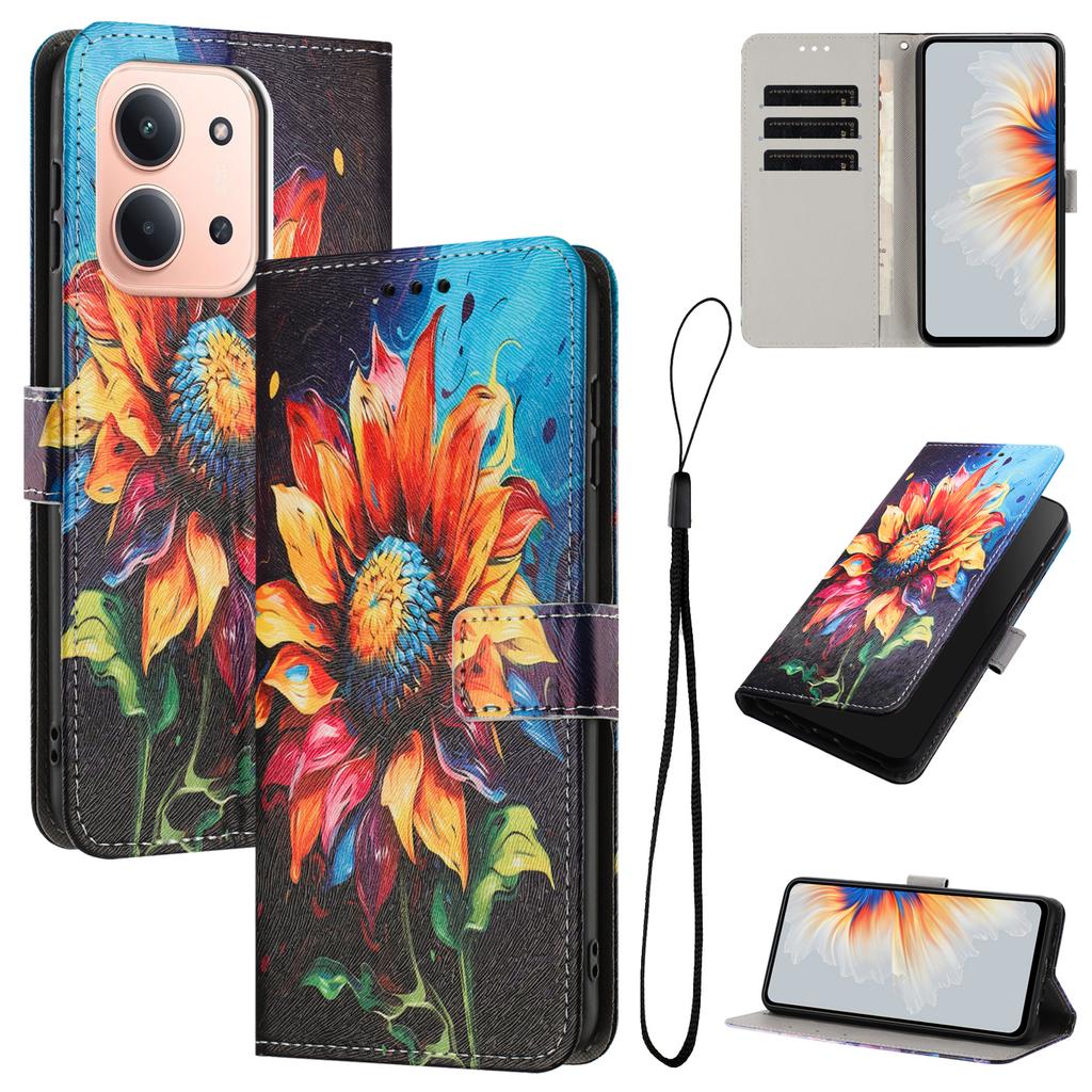 For Xiaomi Redmi 15C 4G (Global) (171mm)/Xiaomi Poco C85 4G Wallet Case Pattern Printing PU Leather Phone Cover with Lanyard