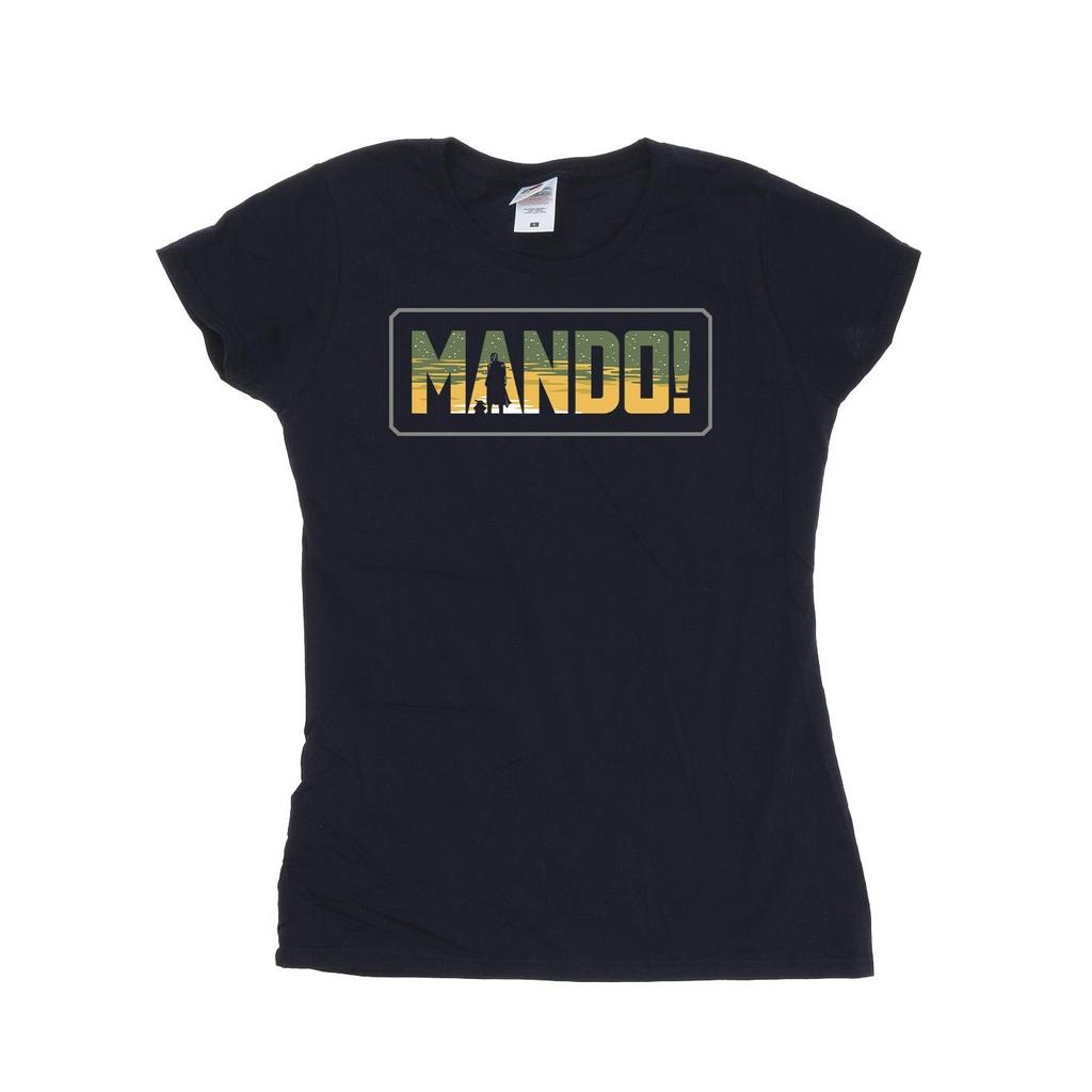 STAR WARS Womens/Ladies The Mandalorian Mando Cutout Cotton T-Shirt