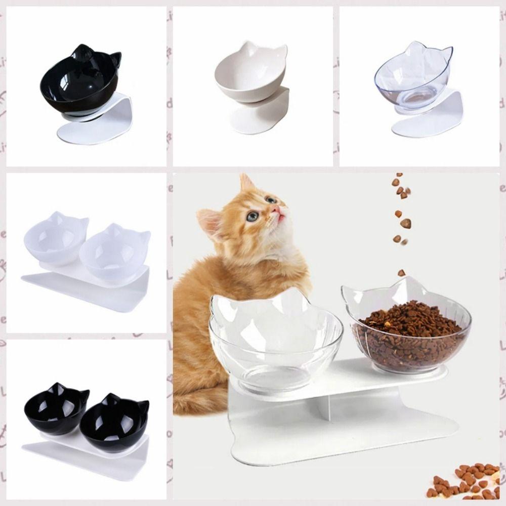 

Anti overturning Cat Single Double Bowls 15° Tilt Design Cats Feeder Feeding Bowl Dog