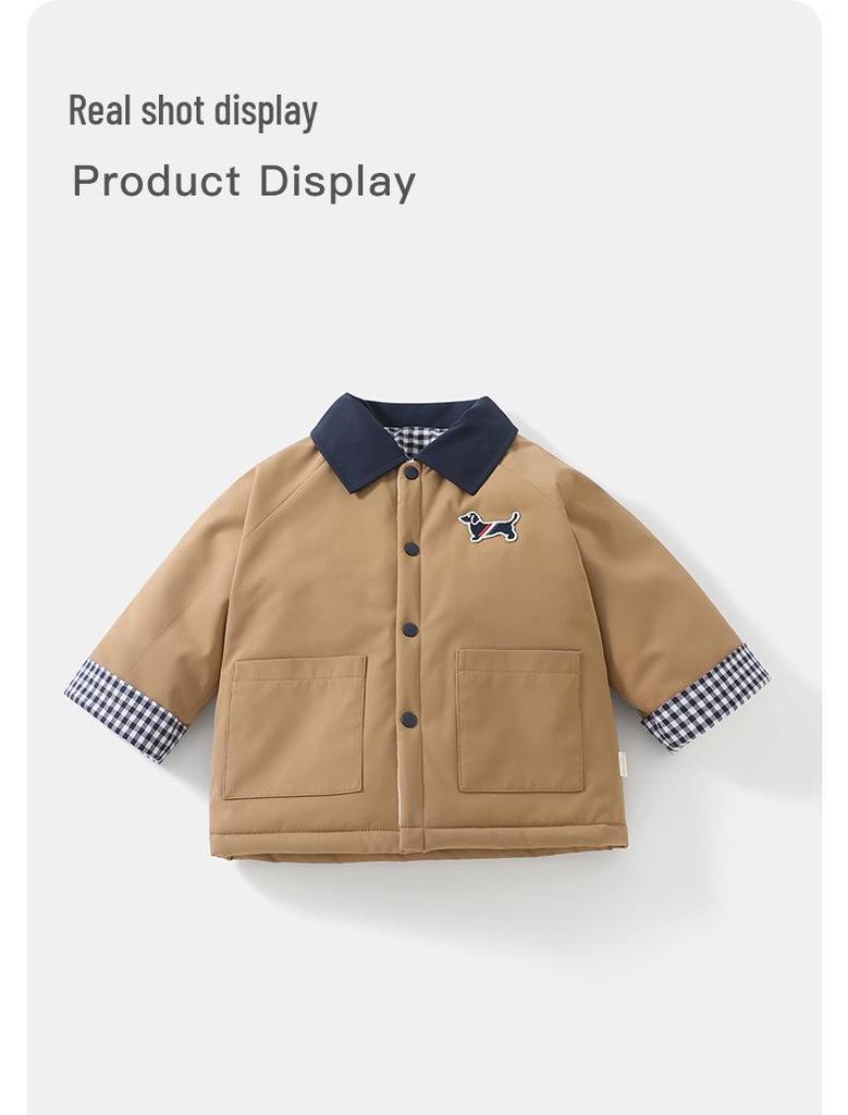 DUUDUU 2025 New Style Infant & Toddler Jacket - Fleece-Lined Korean Style Cotton Coat for Baby Boys