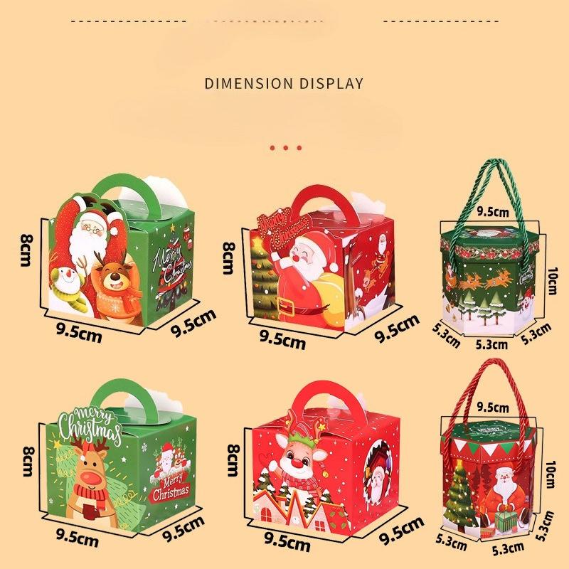 Christmas Hand-held Rope Apple Candy Packaging Box, Christmas Eve Peace Fruit Biscuit Creative Gift Baking Paper Box