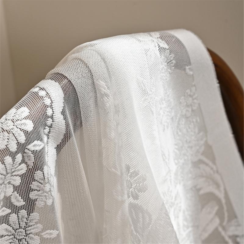 Half Sheer Lace Curtain With Florals Styles Window Dressing Solution Soft Filtering Home Decoration