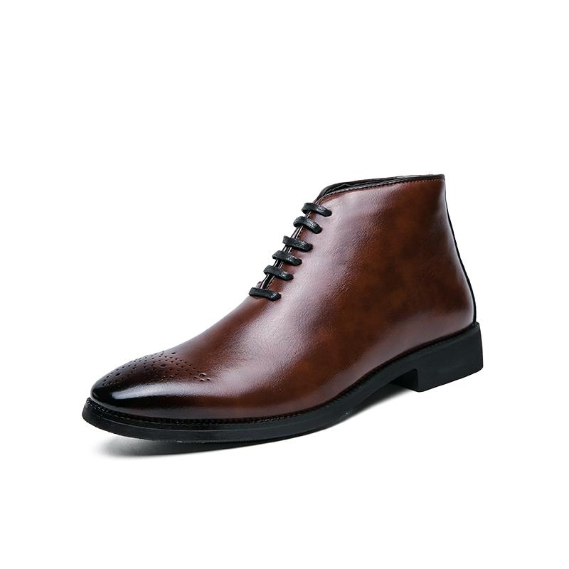 Britský styl Kotníkové boty Business Casual Kožené Pánské boty Outdoorové Vycházkové Tenisky Elegantní Šněrovací Jednobarevné Pánské Brogue boty