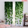2pcs,2D Plane Printing Curtain Popular Green Cascade Durable Polyester (without Rod) Gifts for Bedroom, Kitchen, Office & Living