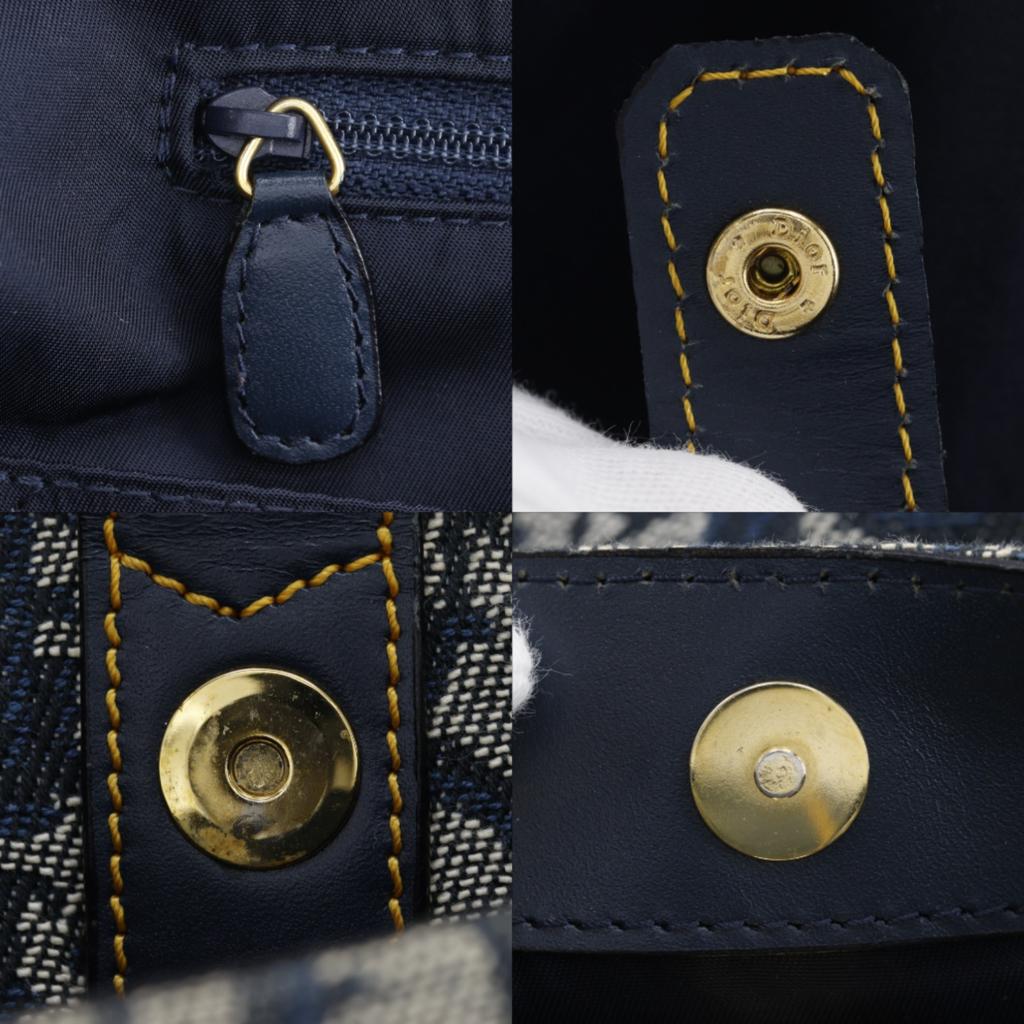 Dior Double saddle Handbag Trotter Navy blue canvas Women Used