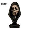 Skull Texture Bust Halloween Ghost Face Skeleton Statue, Spooky Resin Figurine, Horror Themed Bar Decor Collectible Tabletop Decoration