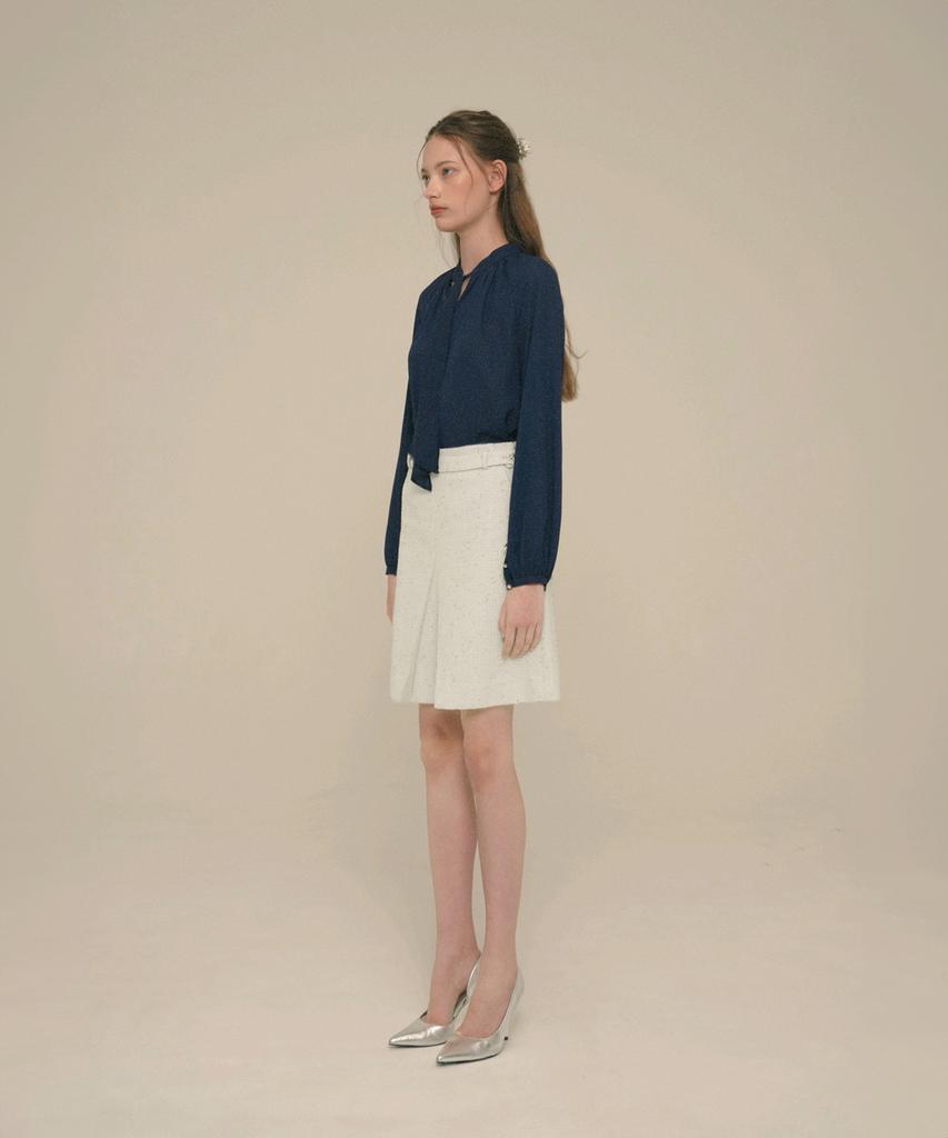 Aiseugadeuneiogongpal Crystal-Button Tweed Skirt_Vanilla Custard