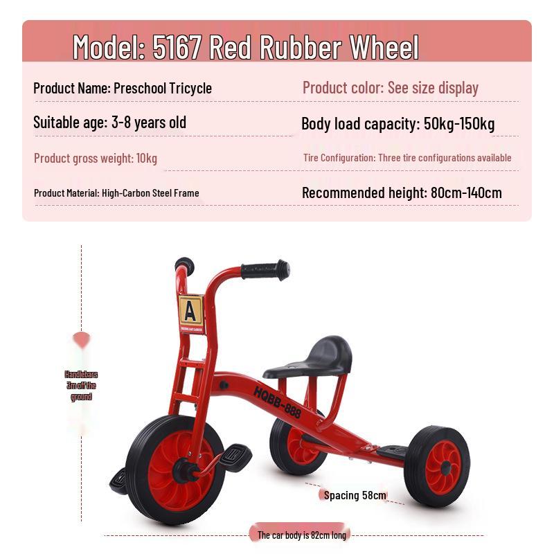 Kindergarten-Dreirad für Kinder 2-8 Jahre - Outdoor-Pedal-Fahrrad für Kleinkinder mit Eltern-Kind-Funktion