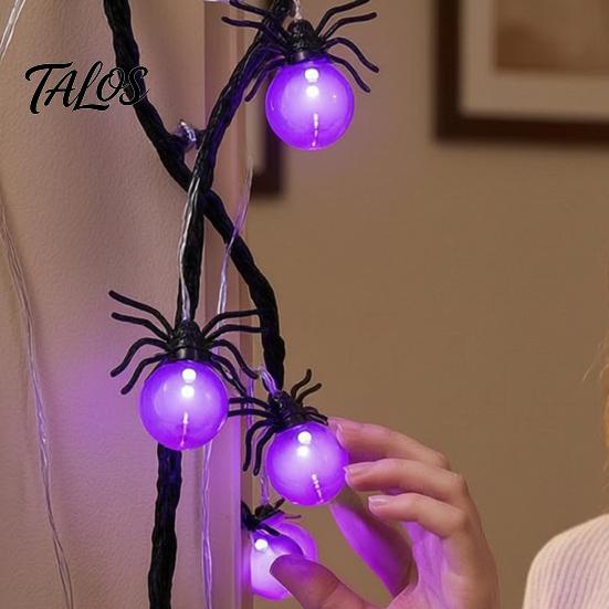 Indoor Outdoor Haunted House Decorations 10/20FT Halloween String Light, Battery Powered Purple LED Large Spider/Bat Garland, Spooky Spider
