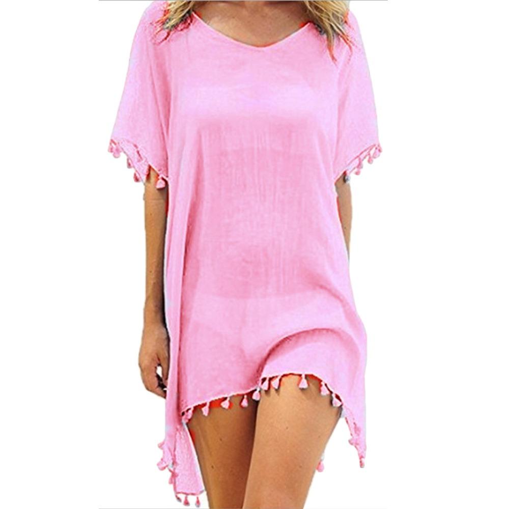 Übergröße Sommer Sonnenschutz Kittel Locker Bikini Cover-Ups Mode Badekleid für Damen