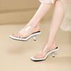 Krazing Pot Mules Microfiber Peep Toe Stiletto Thin High Heels Summer Shoes Size 44 Size 43 Women Sandals