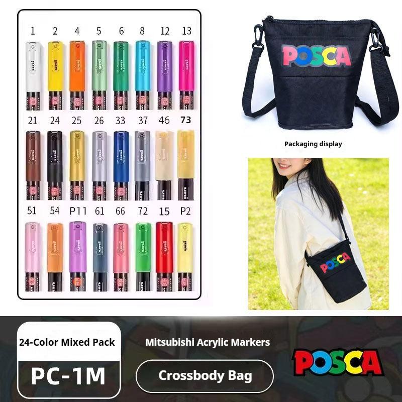 Japanese POSCA Acrylic Marker Set 32Vibrant Colors,1M/3M/5M,Quick-Drying&Smudge-Proof for Professional Artists,Students&Crafters