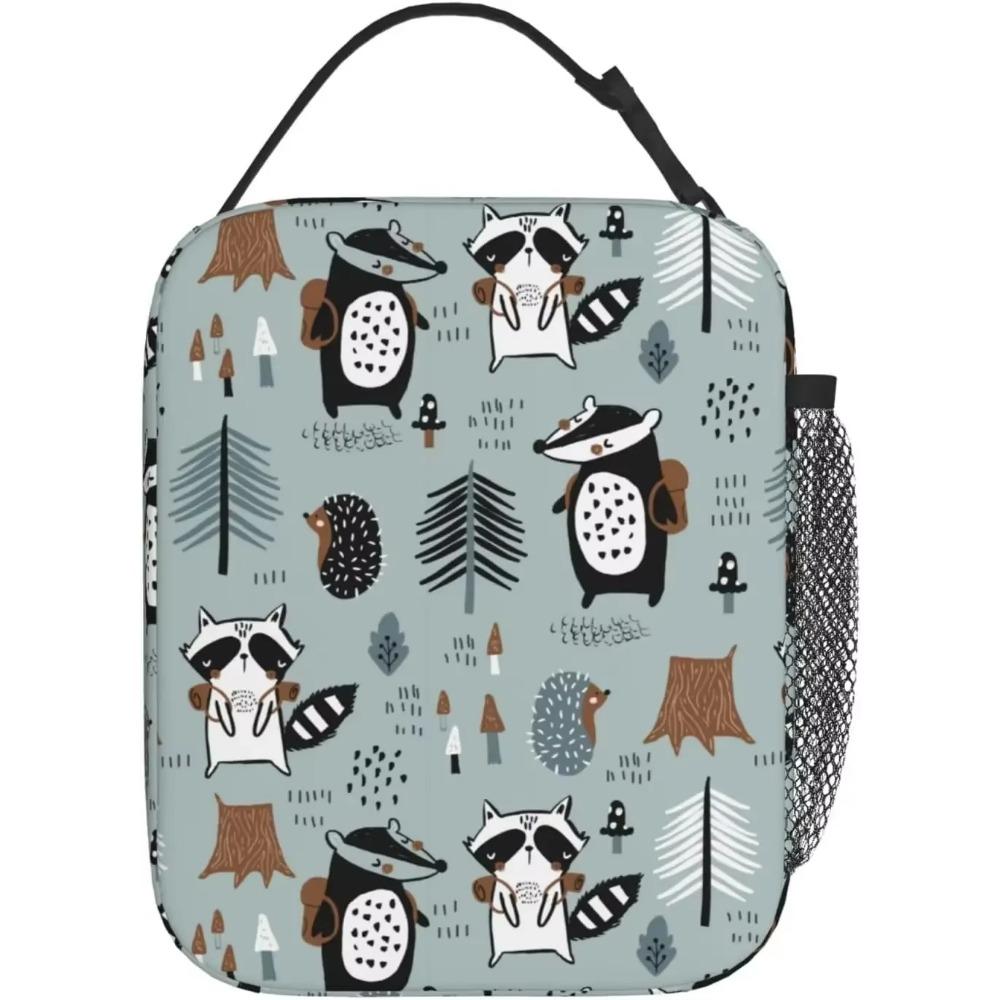 Raccoon Lunch Box Insulated Soft Bag Reusable Cooler Bag for Women Men Work Picnic Hiking Lunch Bag One Size Tote with Lunch Bag