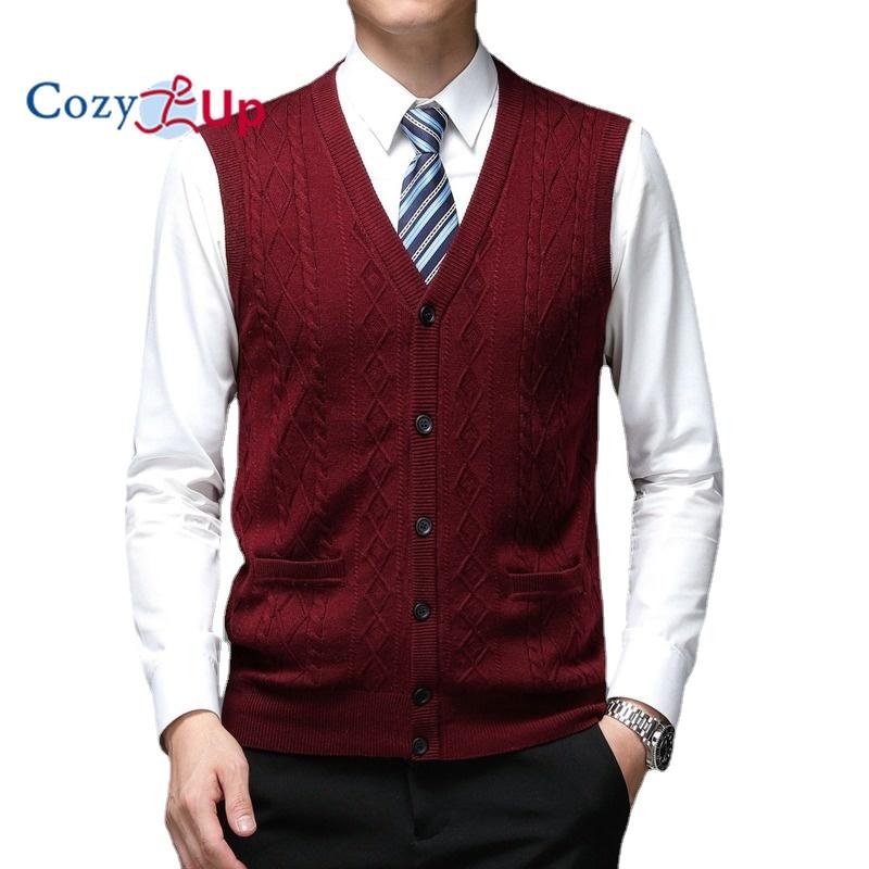 Cozy Up Men's Diamond Check Knit Tank Top Sleeveless Knit Sweater