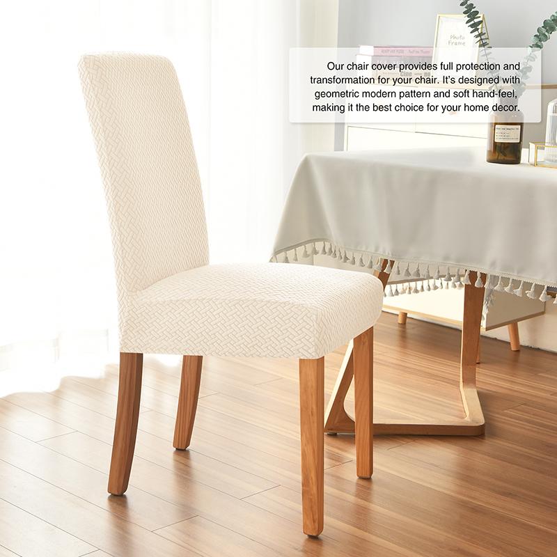 Twill Jacquard Dining Chair Cover, Elastic Seat Slipcover Soft Seat Covers, Dustproof, Suitable for Living Room, Home Decor