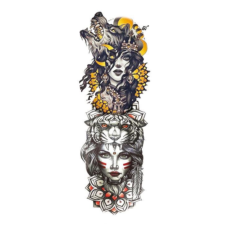 Tattoo Sticker, Flower Arm Skull Totem, Eye Of Eternal Wisdom, Wind Set Tqb Simulation Tattoo Sticker