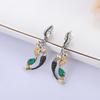 Gorgeous mermaid-shaped design paired with natural green agate gems ring Earrings Set 925 silver fine jewelry for women and girl