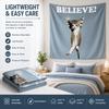 Funny Cat Believe Wall Tapestry Flat Print Aesthetic Room Decor Motivational Kitten Hanging Poster for Bedroom Dorm Office
