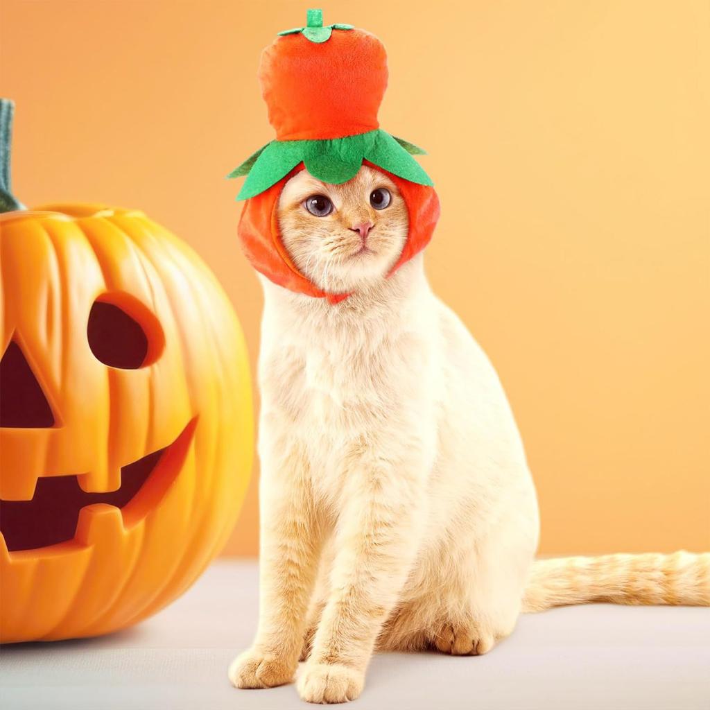 Cat And Dog Halloween Costumes, Halloween Pumpkin Hats, Adjustable Pet Headwear, Party Costumes, Dog And Cat Costume Accessories, 4-piece Set