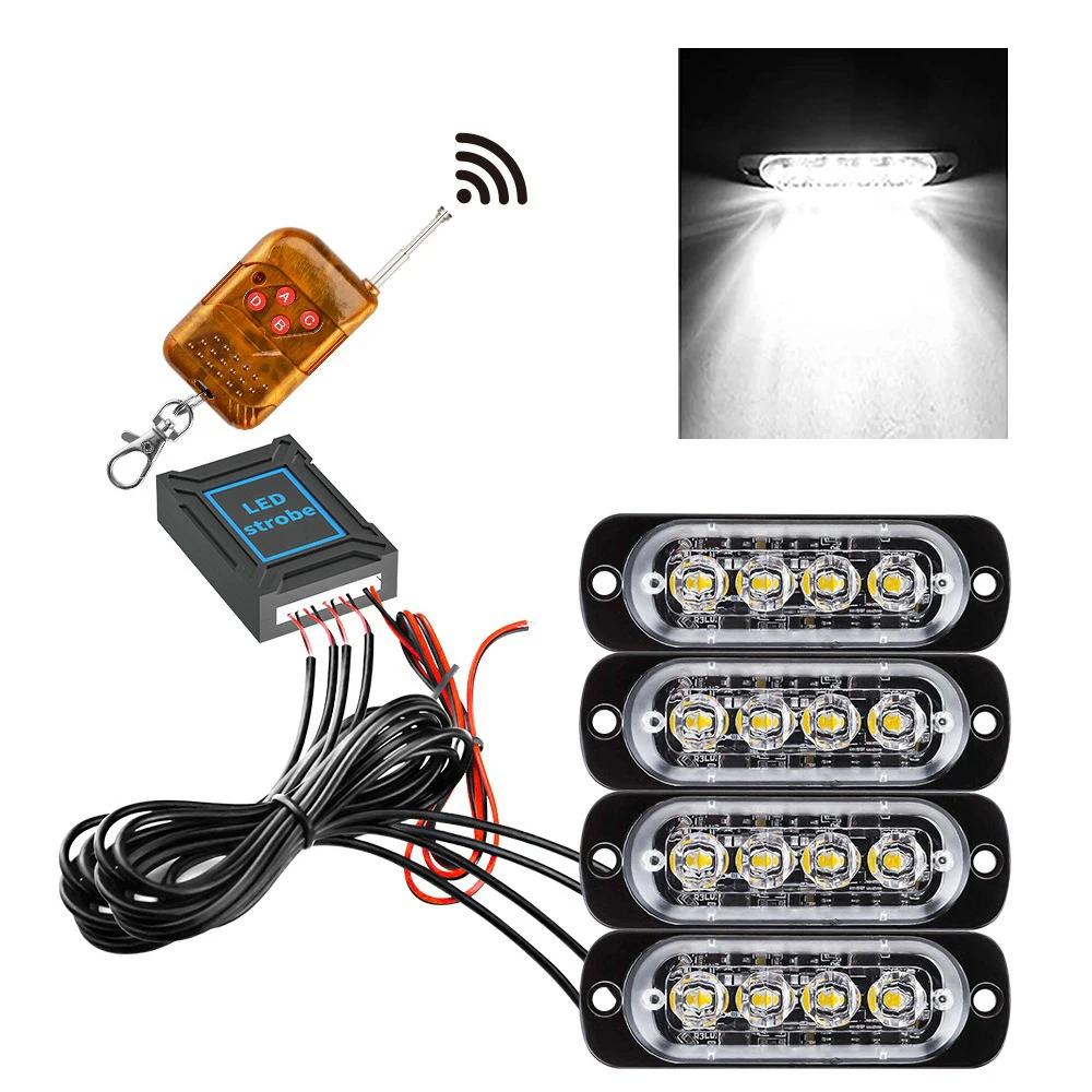 Wireless Grille Police Lights for Car Led Strobe Lights Automotive Flashing Warning Beacon 12V -24V Emergency Lamp for Vehicles