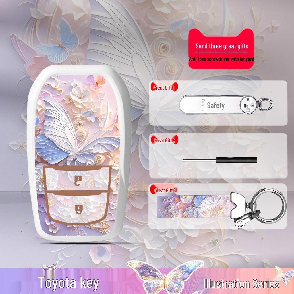 Cartoon Key Cover for Toyota Camry, Avalon, Corolla, Highlander, and Venza
