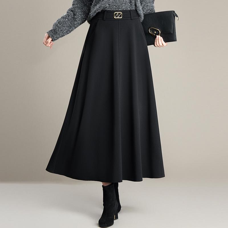 Winter 2025 High-Waisted Black Bodycon Maxi Skirt with Stylish Drape M чёрный