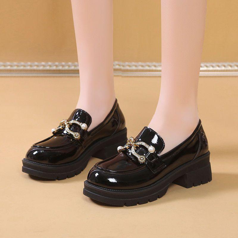 Fashion Soft Leather Loafers Women's 2025 Spring Summer New Korean Version Of Small Leather Shoes Women's Muffin Soles Lazy One-Pedal