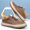 Shoes Men's Board Shoes Leather Spring and Summer New Thick-soled Hollow Holes Sports and Leisure Shoes Men's Breathable Little White Shoes