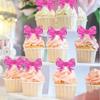 Cupcake Picks 30 Pieces Cute Party Decorations Bow-Shaped Wedding Cupcake Toppers For Birthday Christmas Holiday Thanksgiving